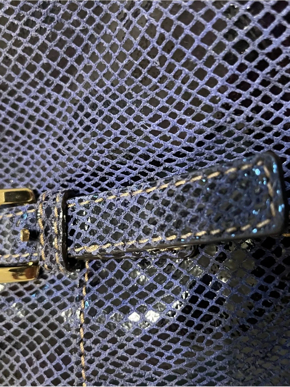 Michael Kors Navy Textured Shoulder Tote with Gold Plaque